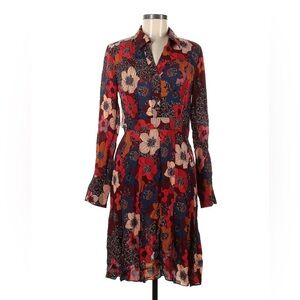 Elie Tahari Multicolor Floral Long Sleeve Dress